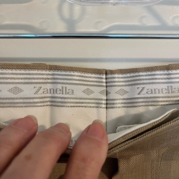 Zanella SHORT Elegant Pleated Tan plaid Pleated Trousers 34X26 - Picture 8 of 13